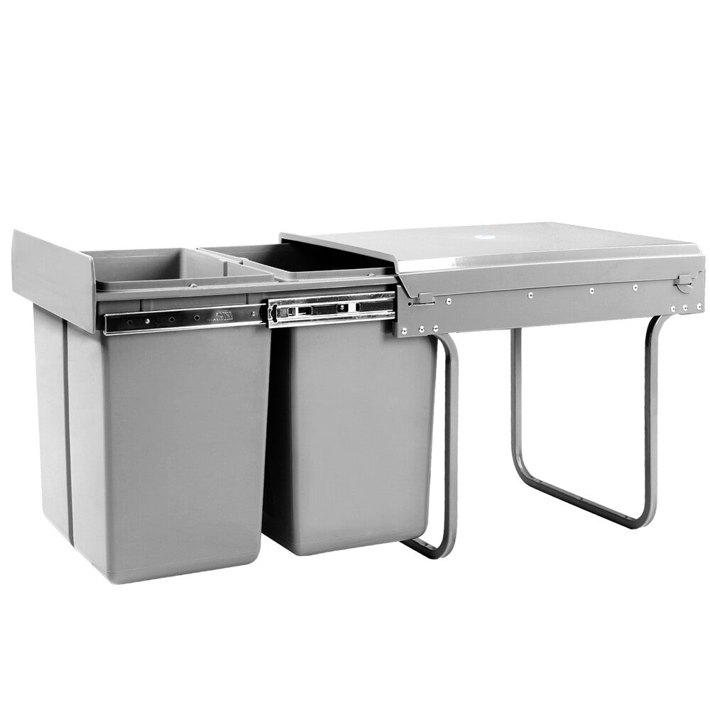 2x20L Twin Pull Out Kitchen Rubbish Bin Double Slide
