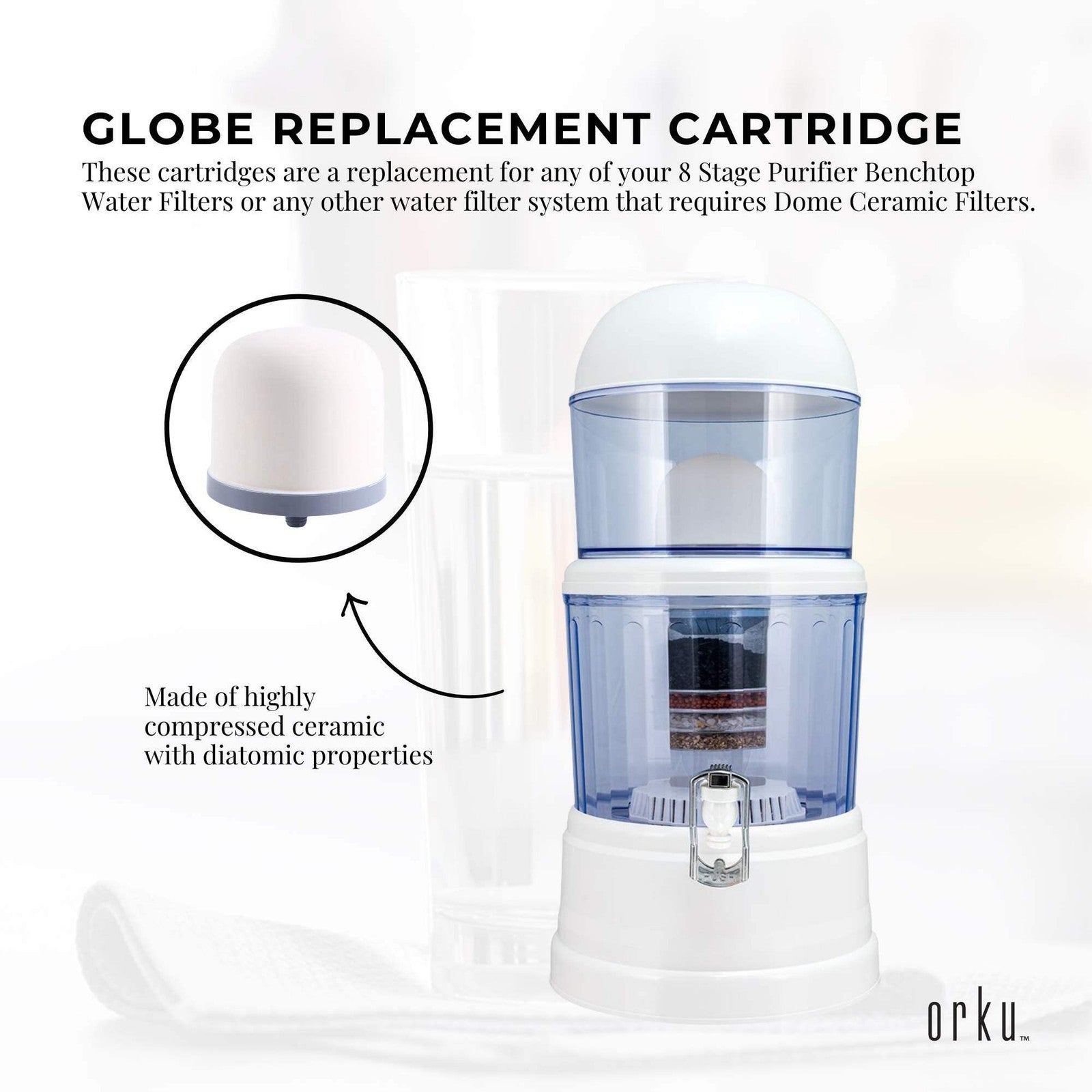 Replacement Ceramic Dome Filter for Benchtop Water Purifier Systems
