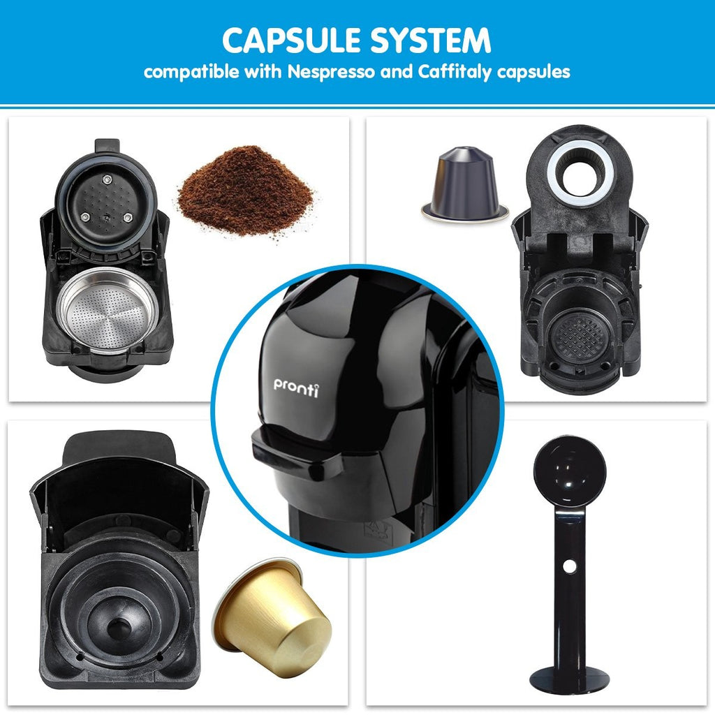 Pronti HomeMaid 3-in-1 Coffee Machine Compatible with Nespresso Pods