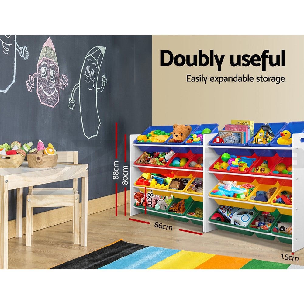 Kids Toy Box Bookshelf Organiser 12 Bins Storage Rack