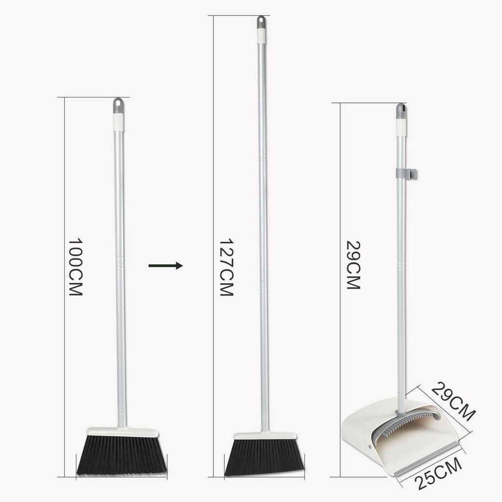 Long Handle Dustpan & Brush Set – Adjustable Broom with Holder