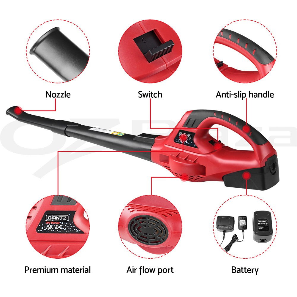20V Cordless Leaf Blower Lithium Battery 2-Speed Nozzles
