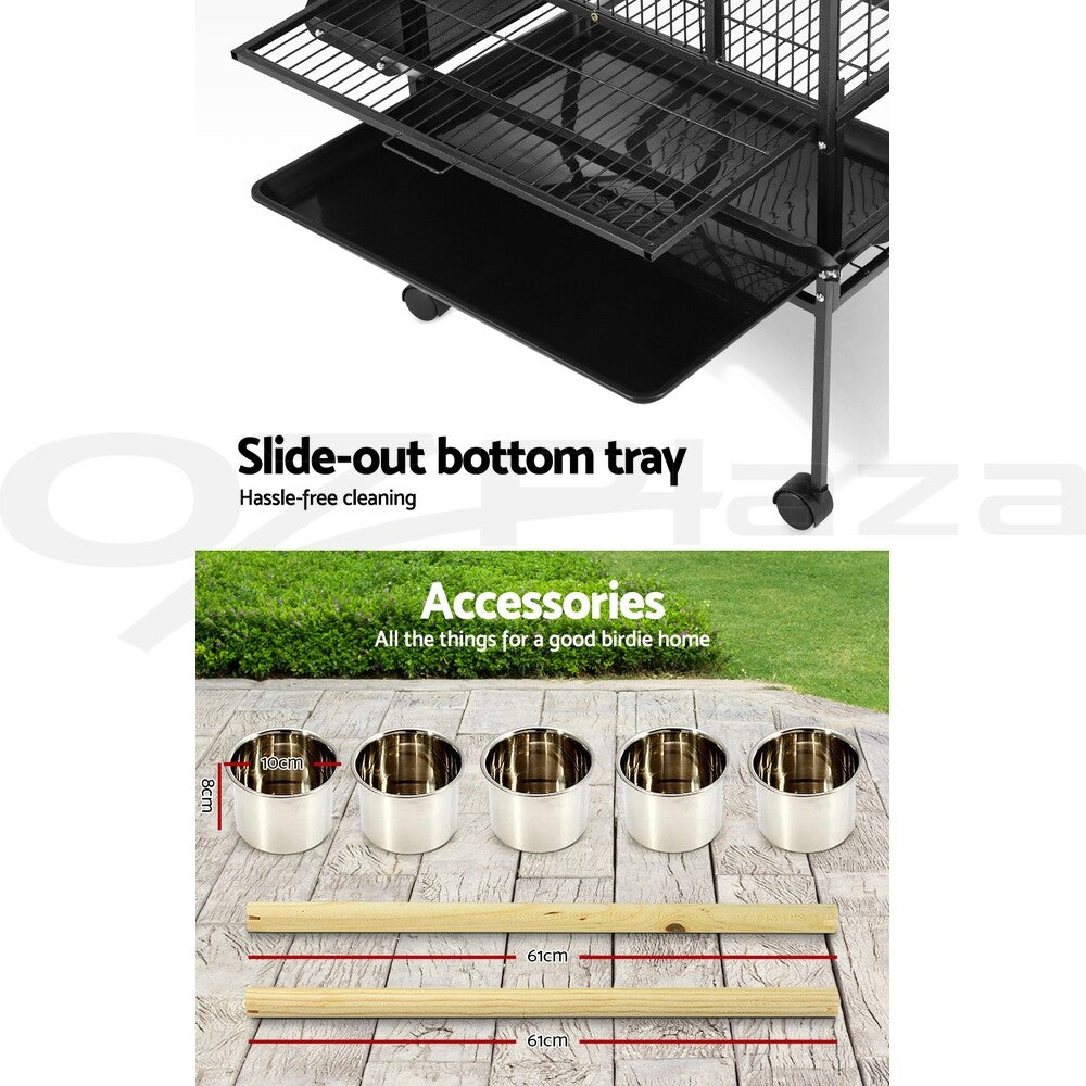 Large Bird Cage Aviary 173cm Travel Stand Budgie Parrot Toys