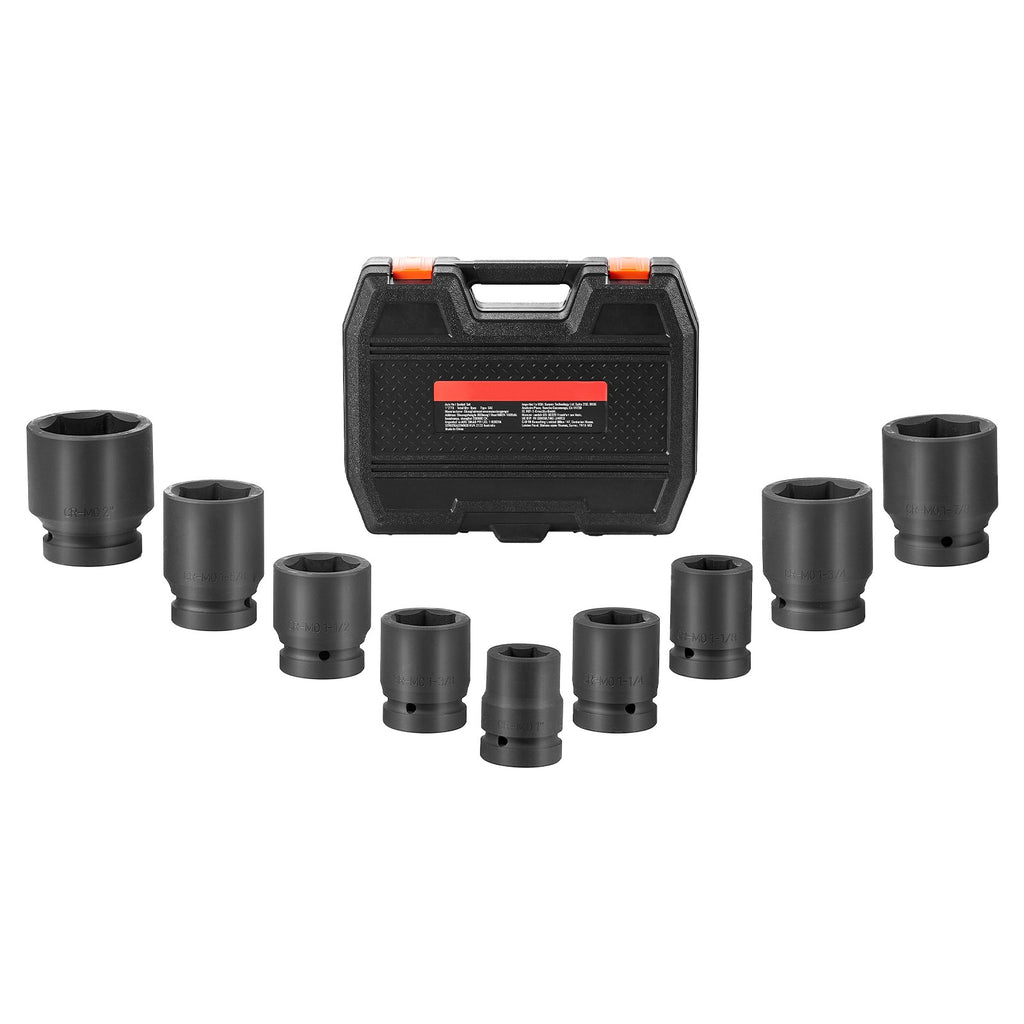 Uimoso Axle Nut Impact Socket Set 1" Drive 6-Point 9PCS SAE Spindle Nut Socket