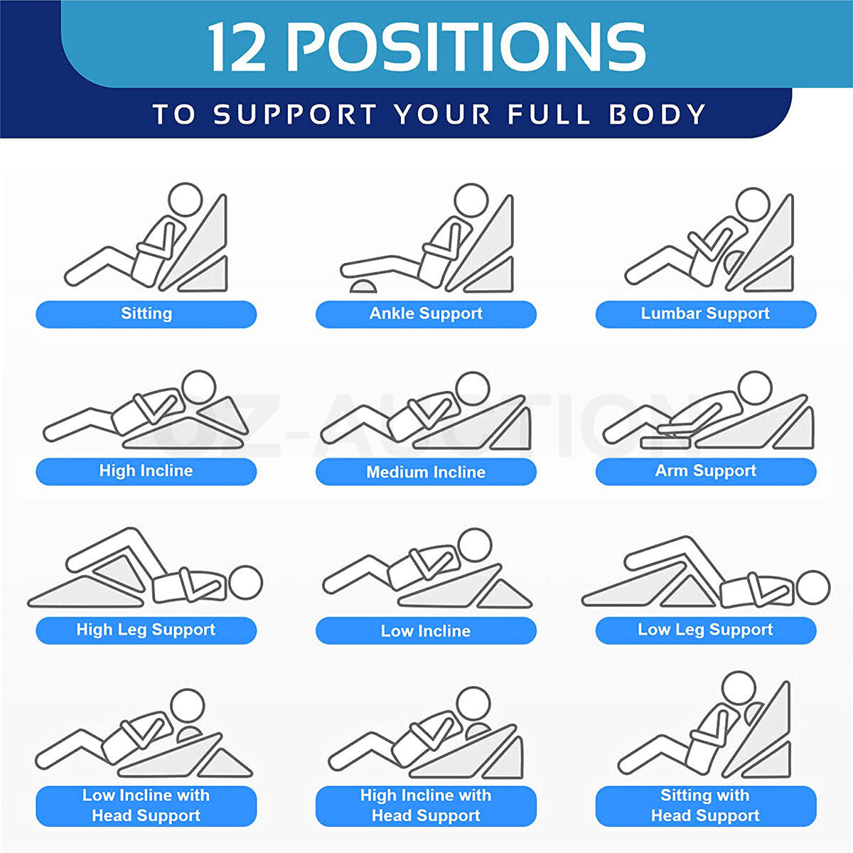 3PCS Wedge Pillow Set – Memory Foam Bed, Neck & Leg Support, Grey