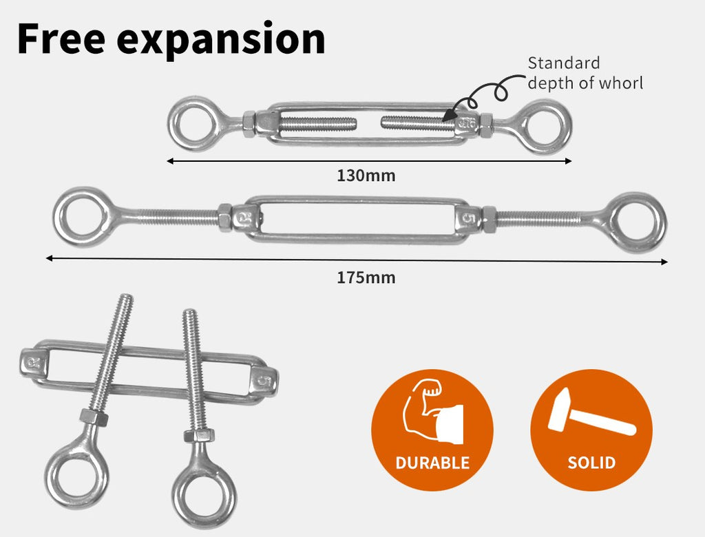 10pc Balustrade Wire Kit – Traderight Stainless Steel Rope & Eye Fork