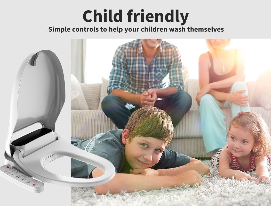 Electric Bidet Toilet Seat – LED Night Light, Remote & Antibacterial