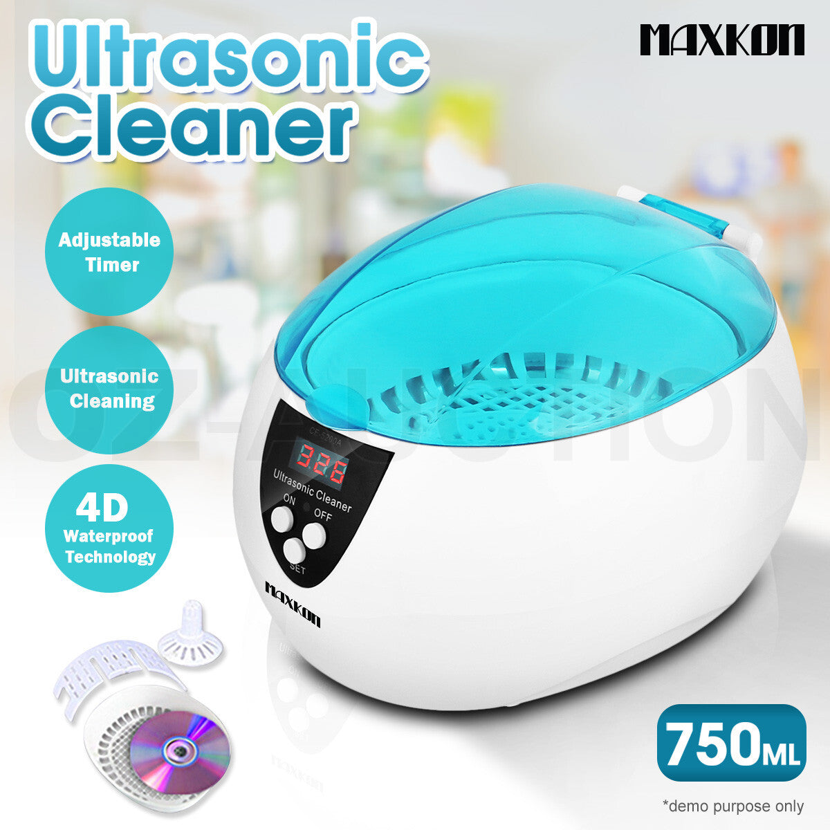 750ML Ultrasonic Multi-Purpose Jewellery & Watch Cleaner Digital Sonic