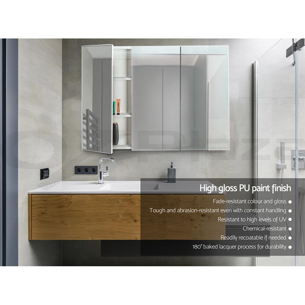 Bathroom Shaving Cabinet Mirror Vanity Wall Storage 900x720mm