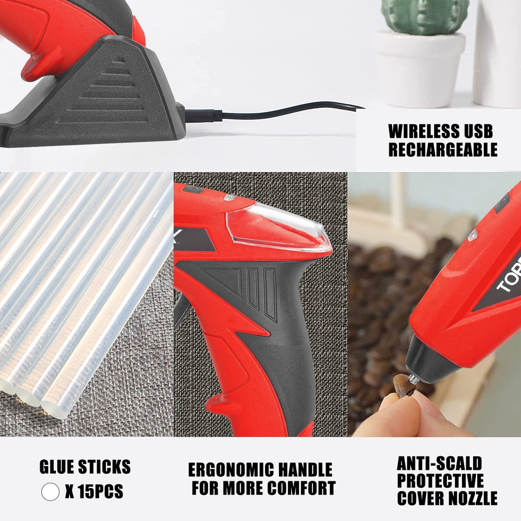 4V Cordless Glue Gun – Hot Melt with 15 Premium Sticks