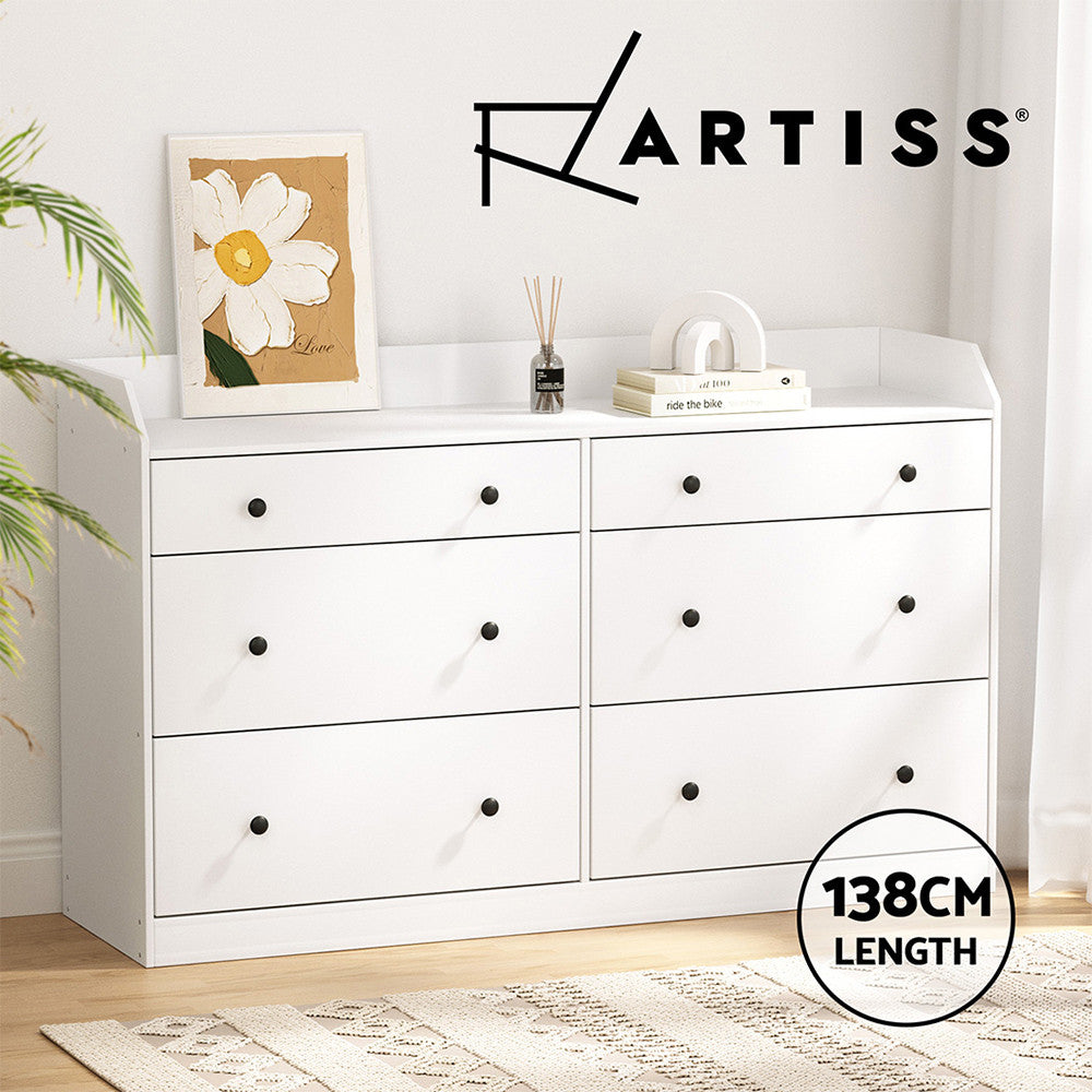 Artiss 6 Drawer Chest Dresser Tallboy Storage Cabinet White