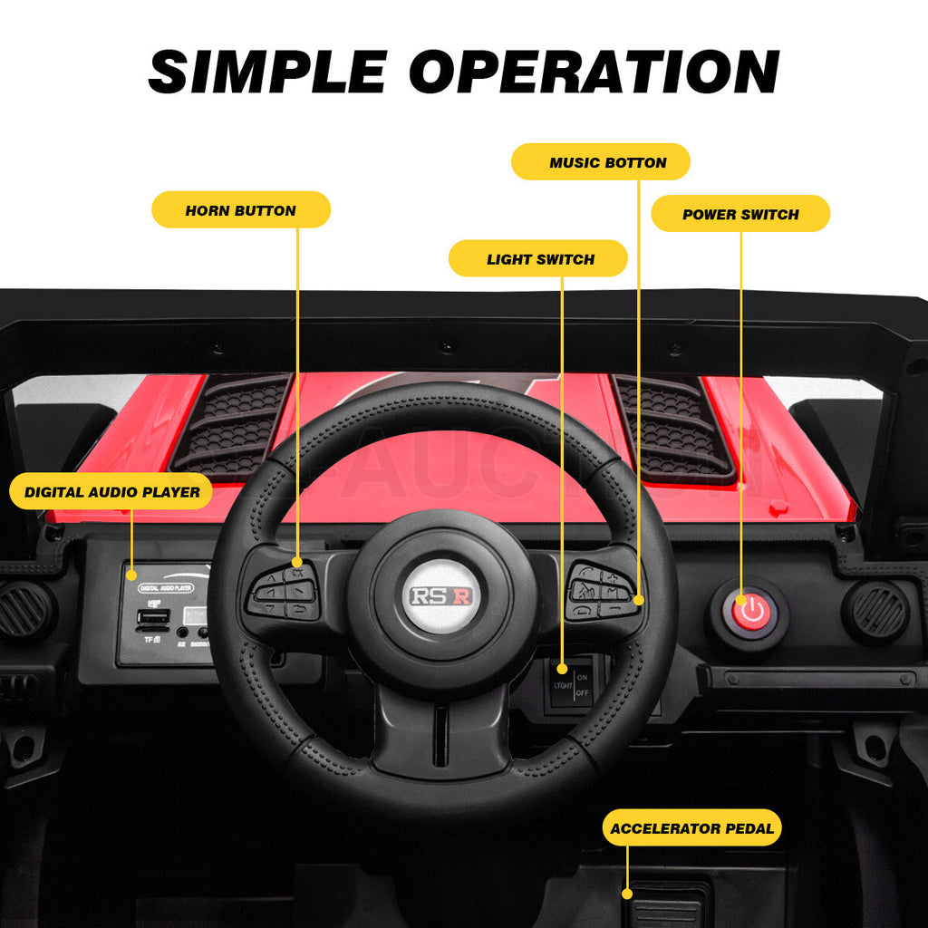Electric Ride-On Car – Off-Road RC Jeep Truck Toy for Kids, Red