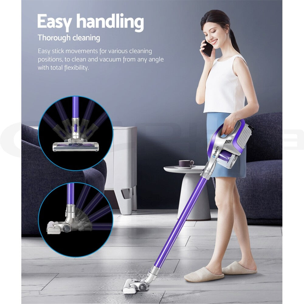 Devanti Cordless Stick Vacuum Cleaner 150W Handheld Purple