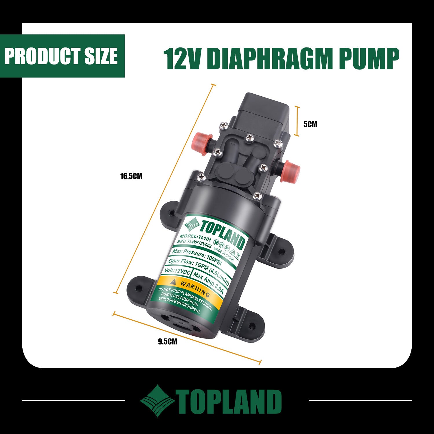 12V Caravan/Boat Water Pump – High Pressure Self-Priming