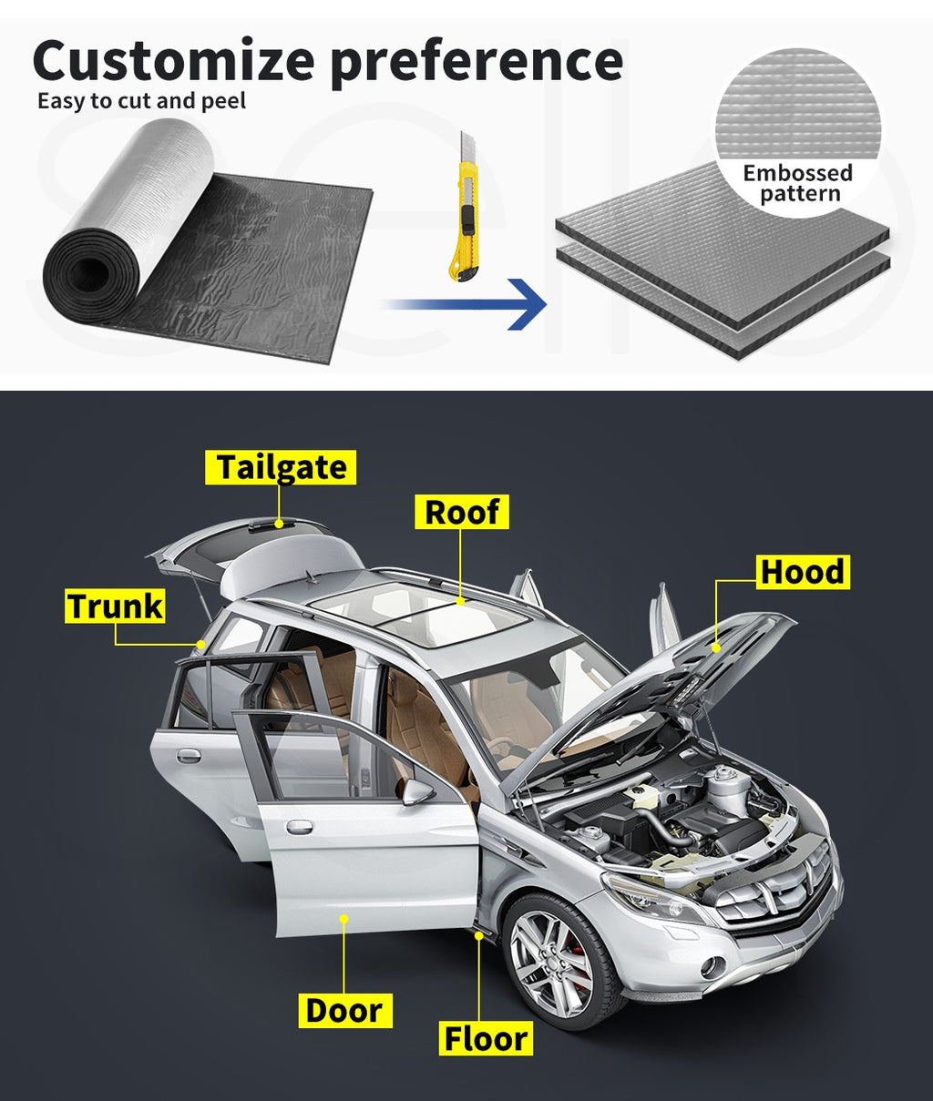 4.5sqm Car Sound Deadener – 5mm Foam Heat & Noise Insulation Mat