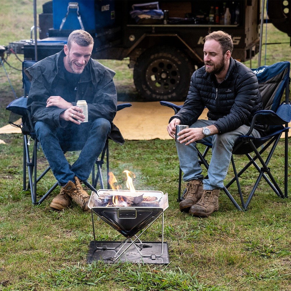 Adventure Kings Premium Stainless Steel Folding Firepit + Folding Firepit Grill