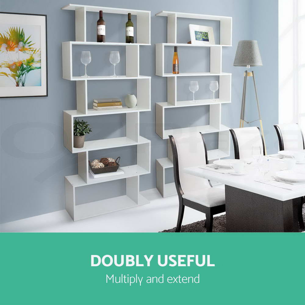 6 Tier Bookshelf Display Storage Bookcase White