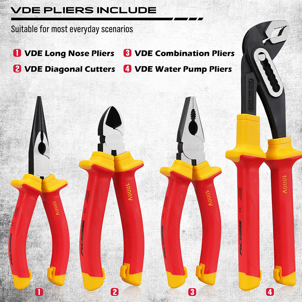 14pc Electrical Tool Set – Insulated Screwdrivers & Pliers 1000V