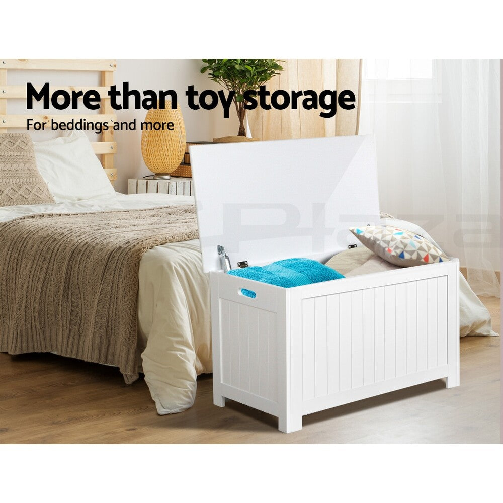 Kids Toy Box Storage Chest Blanket Organiser White