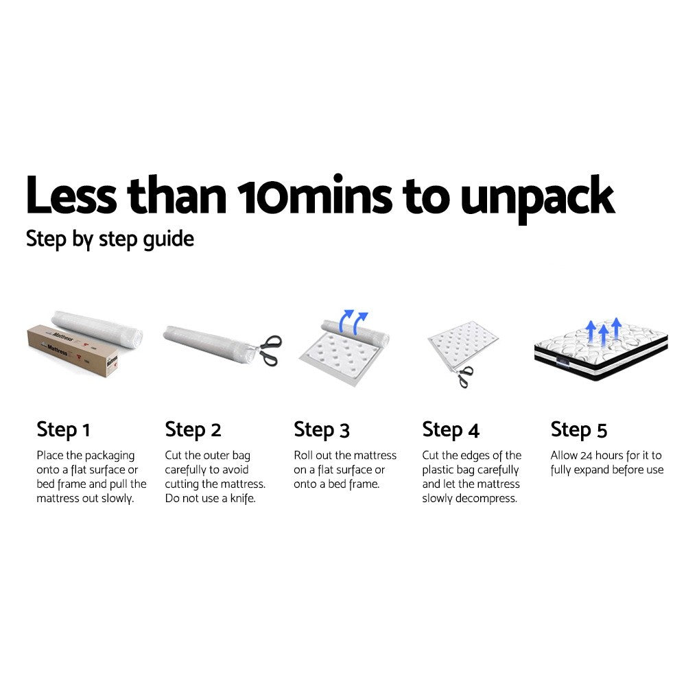 OVCN 34cm Euro Top Mattress Pocket Spring Medium Firm Queen