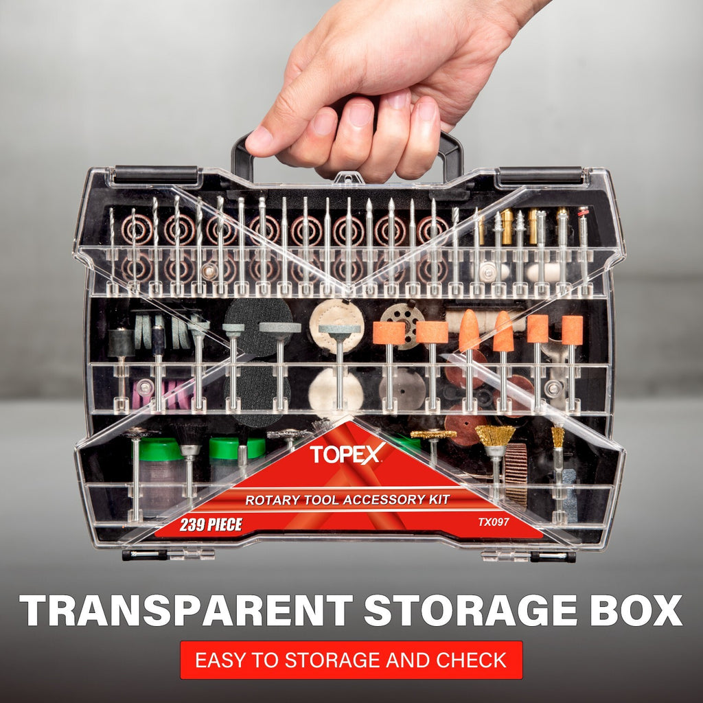 239pc Rotary Tool Kit – Grinding, Polishing & Craft Bits