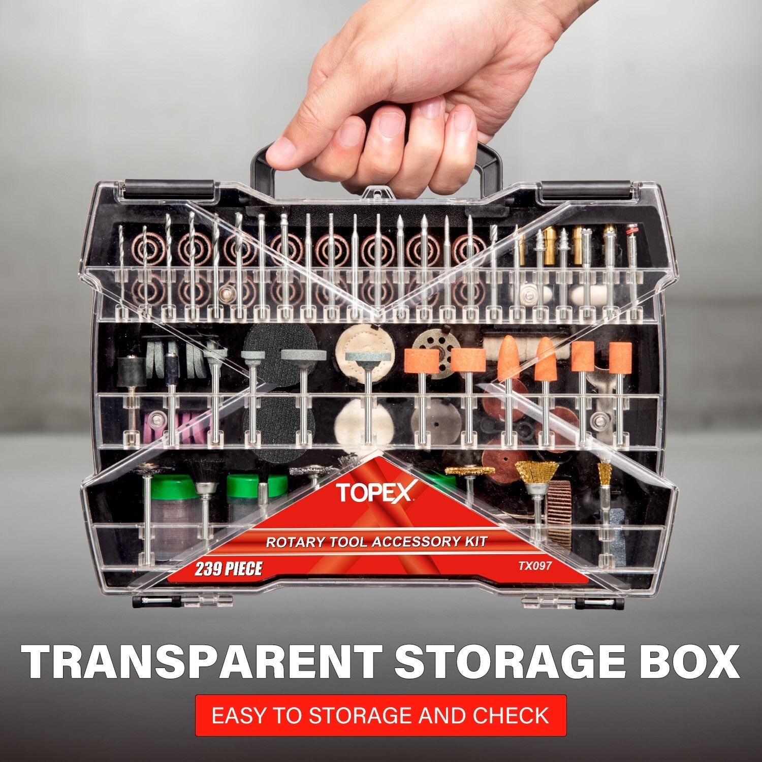 239pc Rotary Tool Kit – Grinding, Polishing & Craft Bits