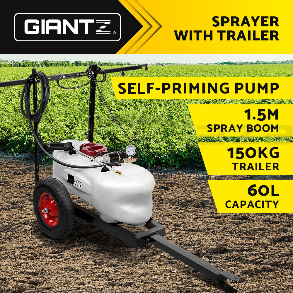 60L Weed Sprayer Spot Sprayer ATV Trailer Garden 1.5M Boom