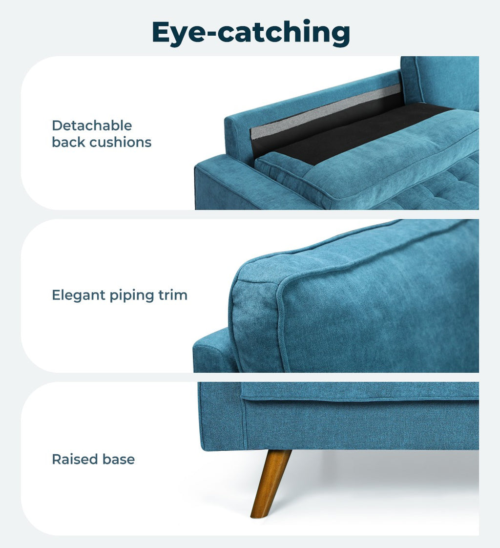 Levede 3-Seater Sofa – Fabric Futon Couch Recliner for Living Room