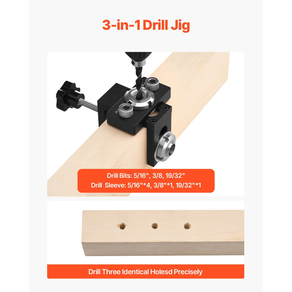 Uimoso Self-Centering Doweling Jig Kit with 3 Drill Bits for Woodworking