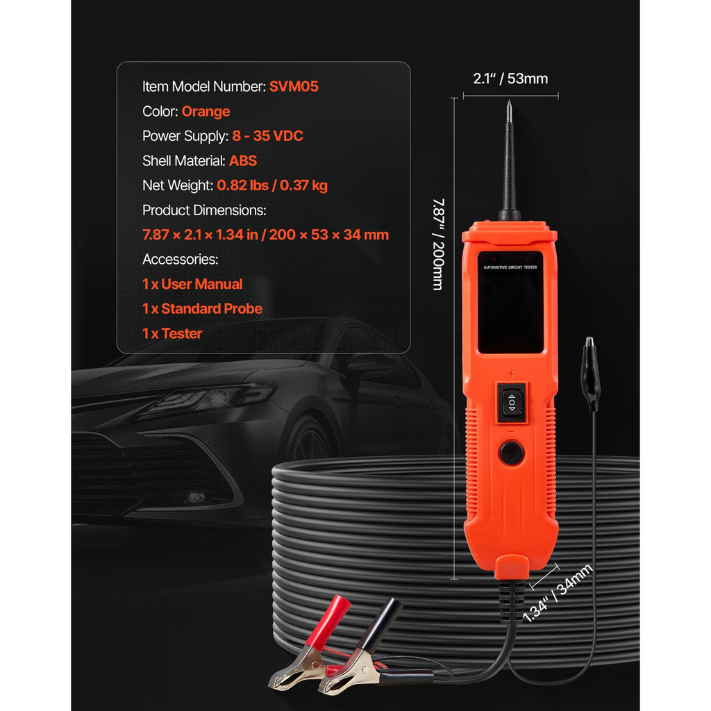 Uimoso Automotive Circuit Tester 8-35V DC Voltage Probe with 13 ft/4 m Cable