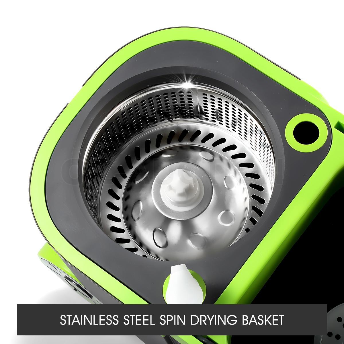 360° Spin Mop Set – Rotating Bucket with Wheels & 4 Microfiber Heads