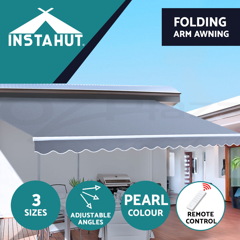 Retractable Awning Folding Arm Sunshade Pearl Grey