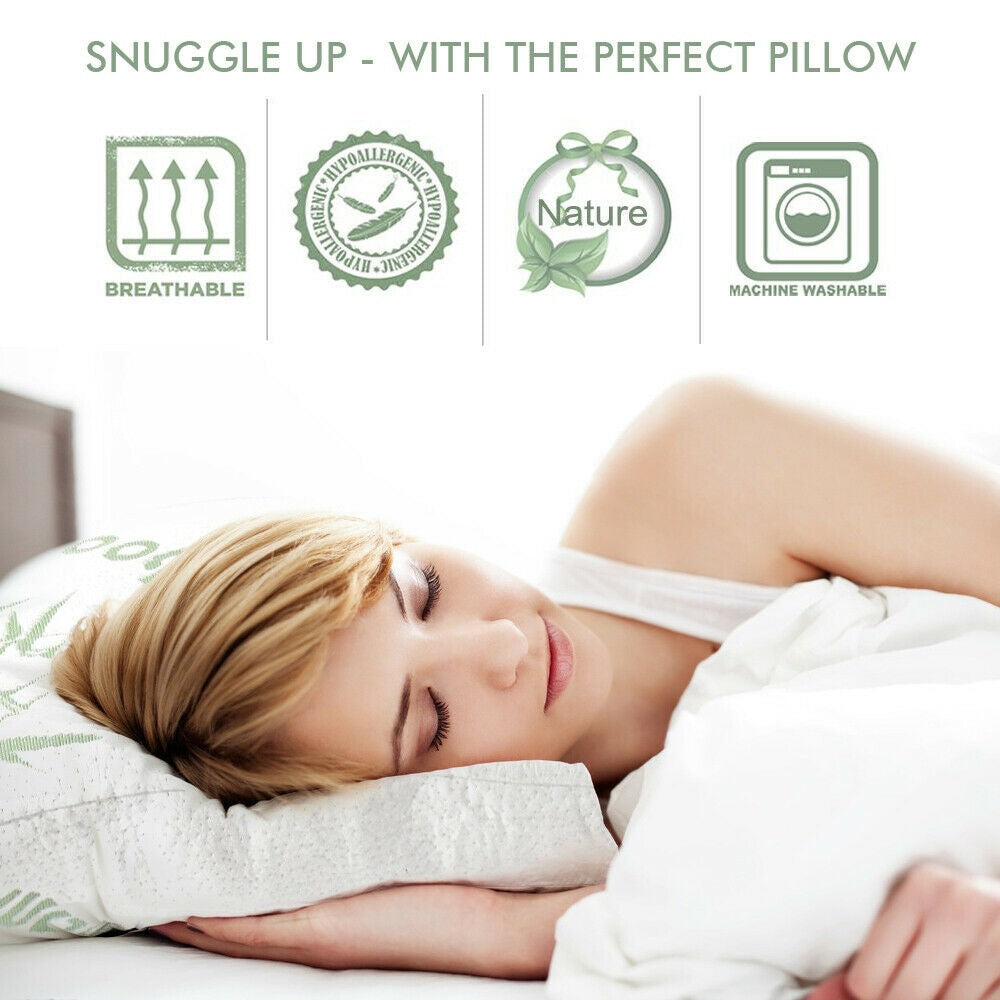 2-Pack Memory Foam Pillow – Dreamz Shredded Bamboo Bed Pillow 70x40cm