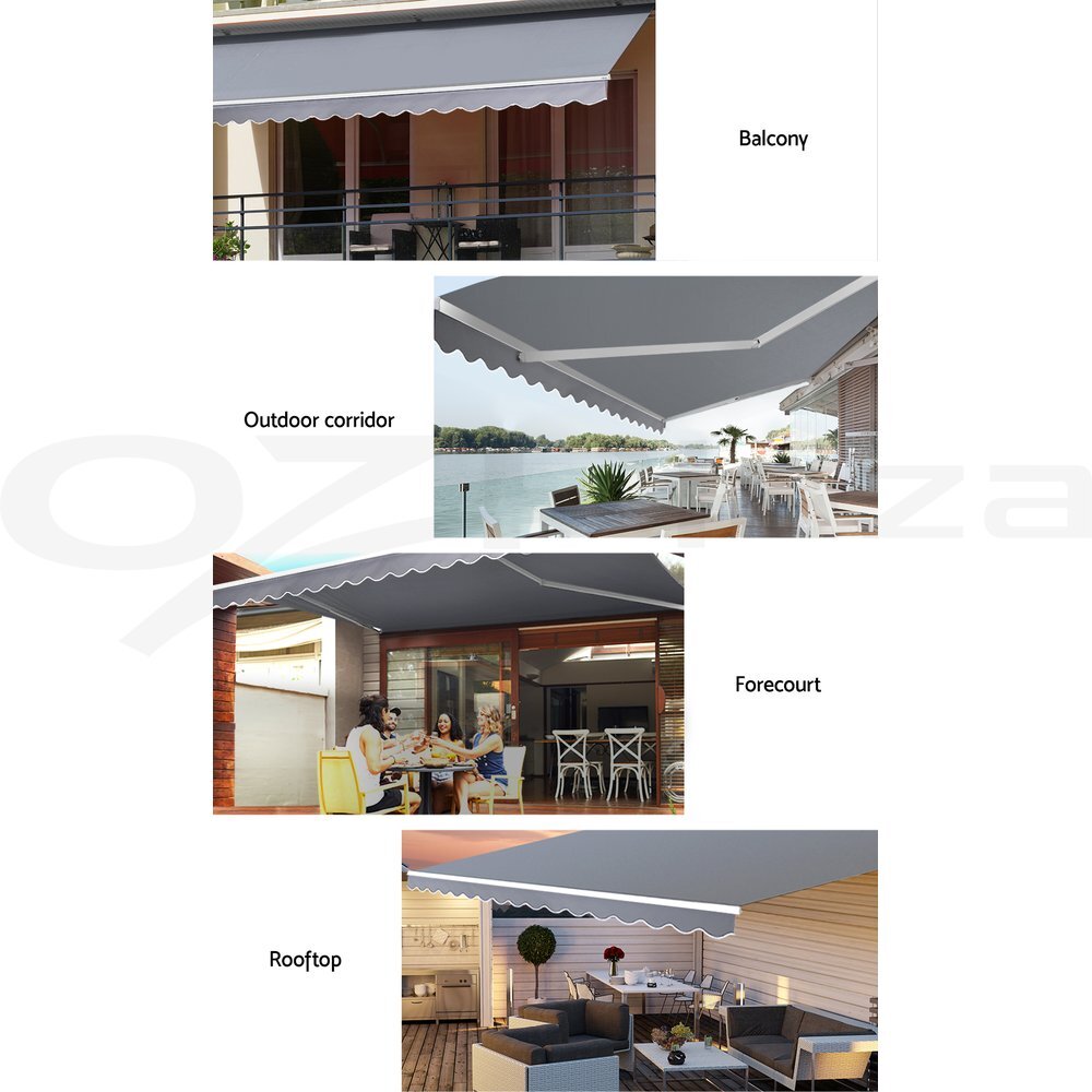 Retractable Awning Folding Arm Sunshade Pearl Grey