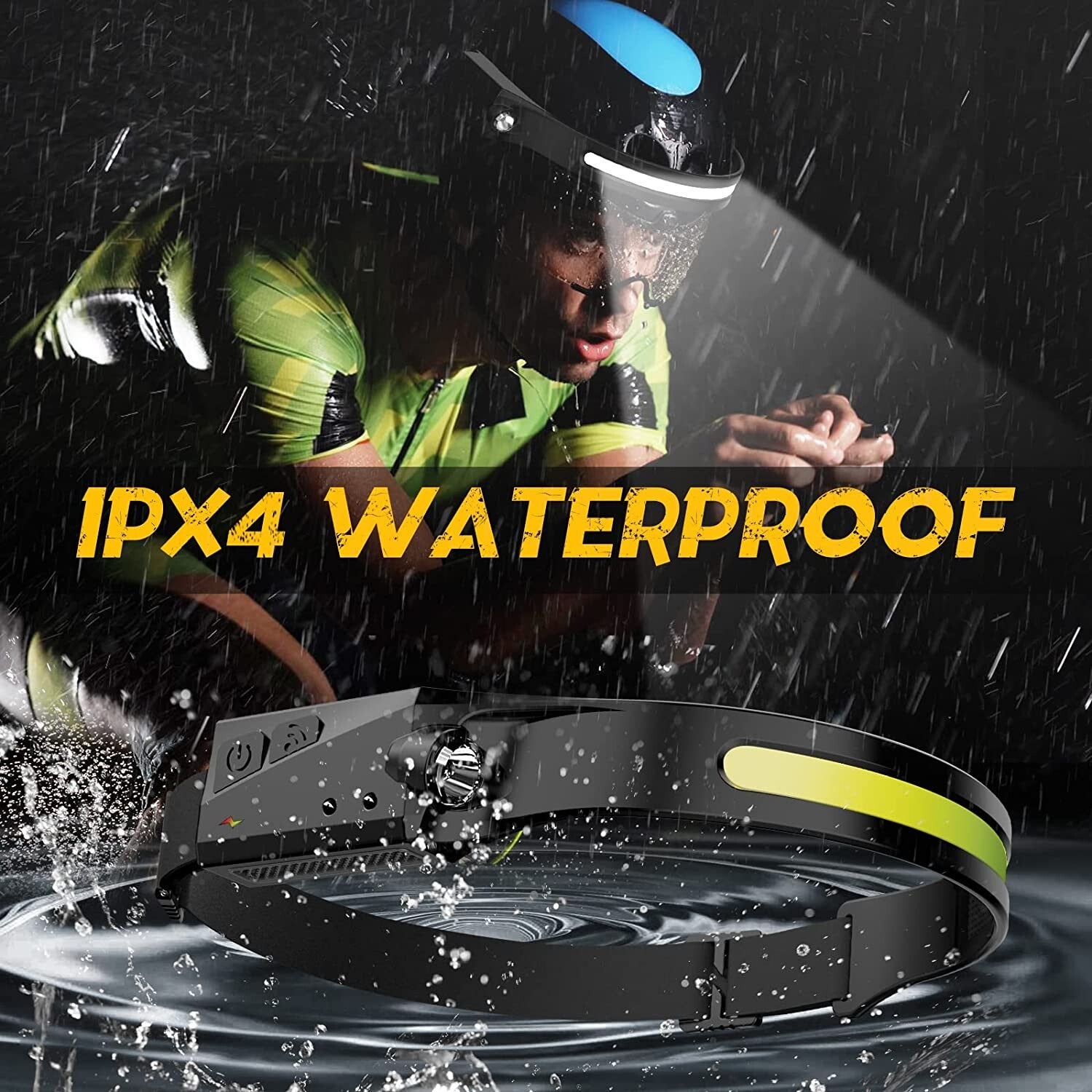 Waterproof COB LED Headlight – Motion Sensor for Running, Fishing & Travel