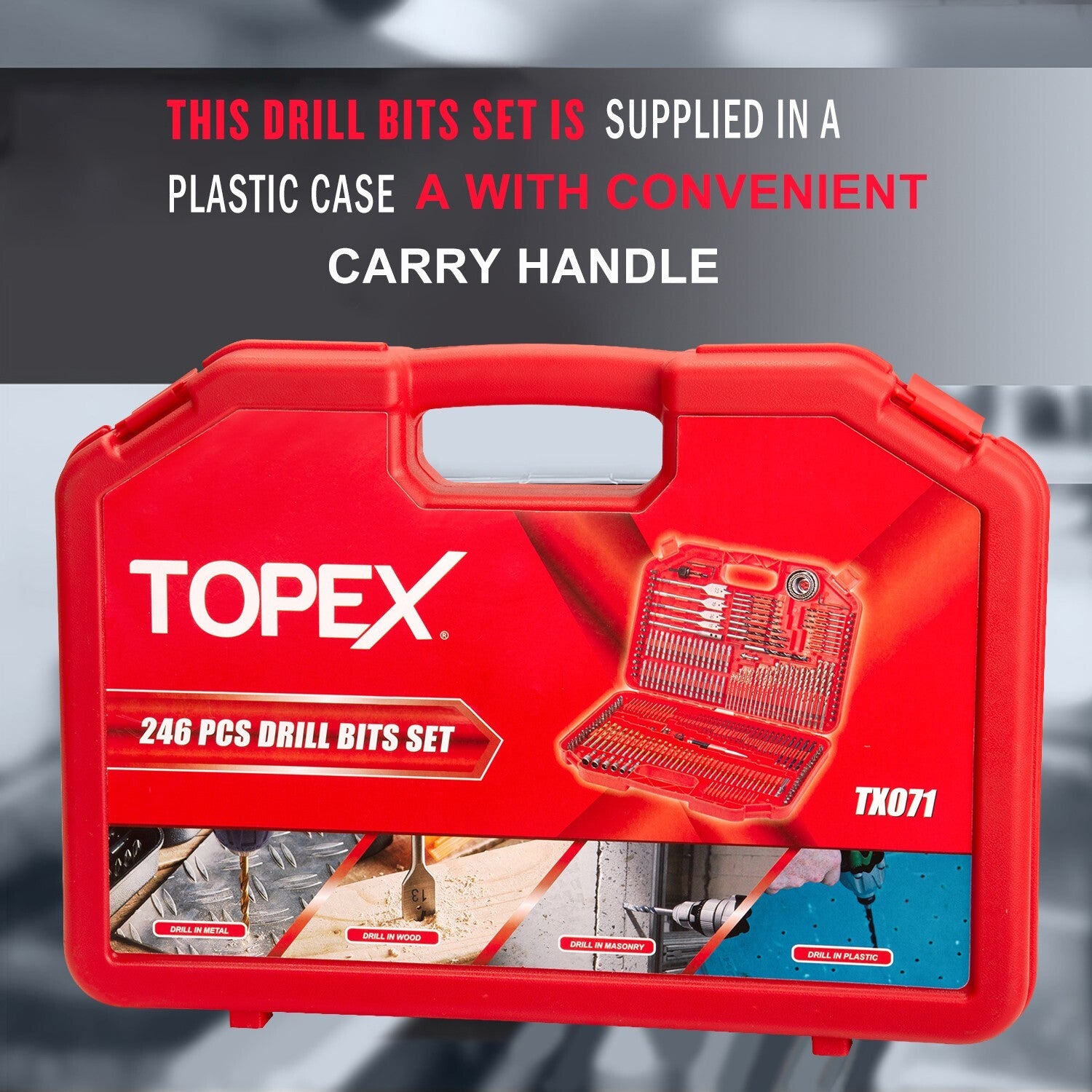 246pc Drill & Screw Bit Set – Titanium for Metal, Wood, Masonry