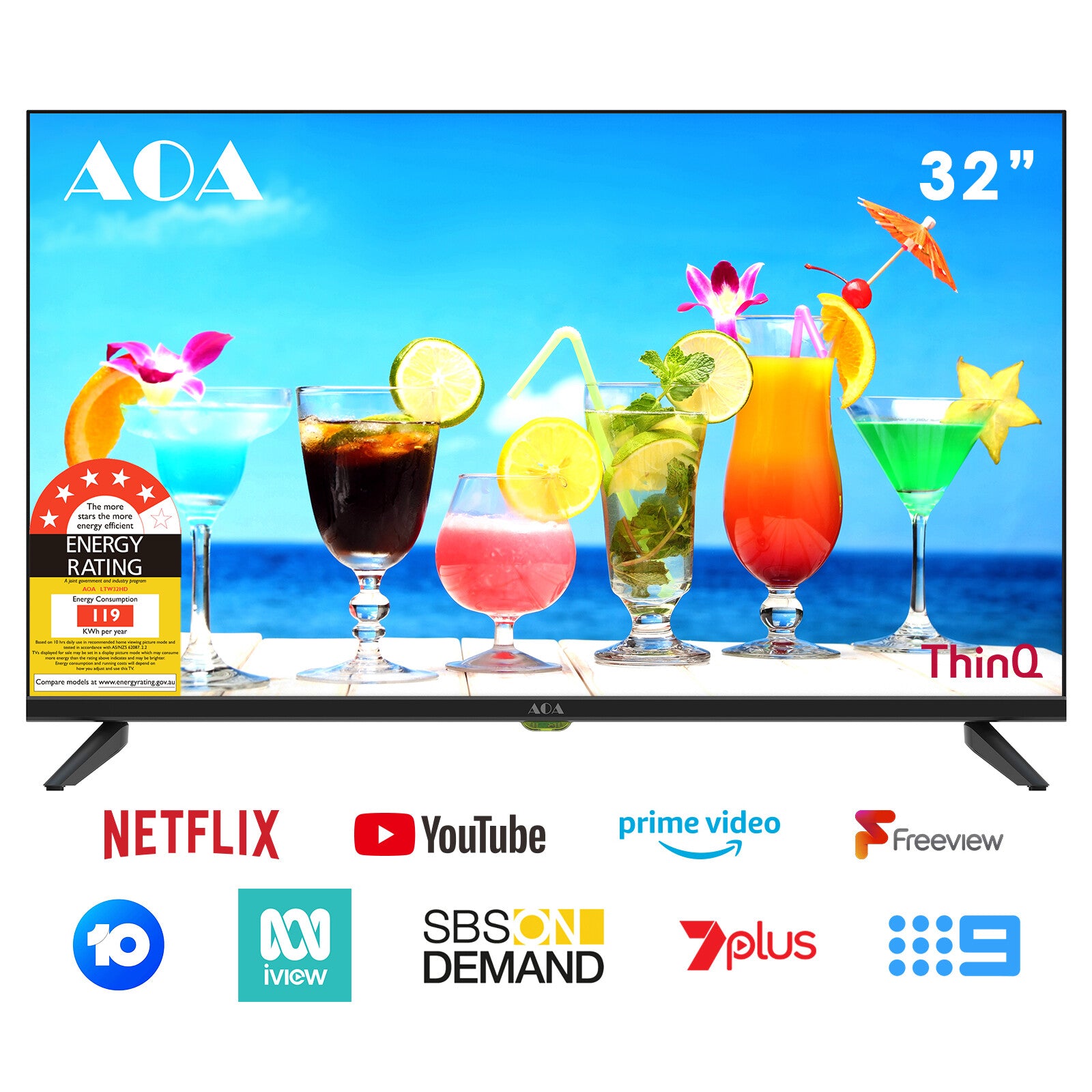 AOA 32" LED Smart TV – HD WebOS, WiFi, Bluetooth, DVB-T2