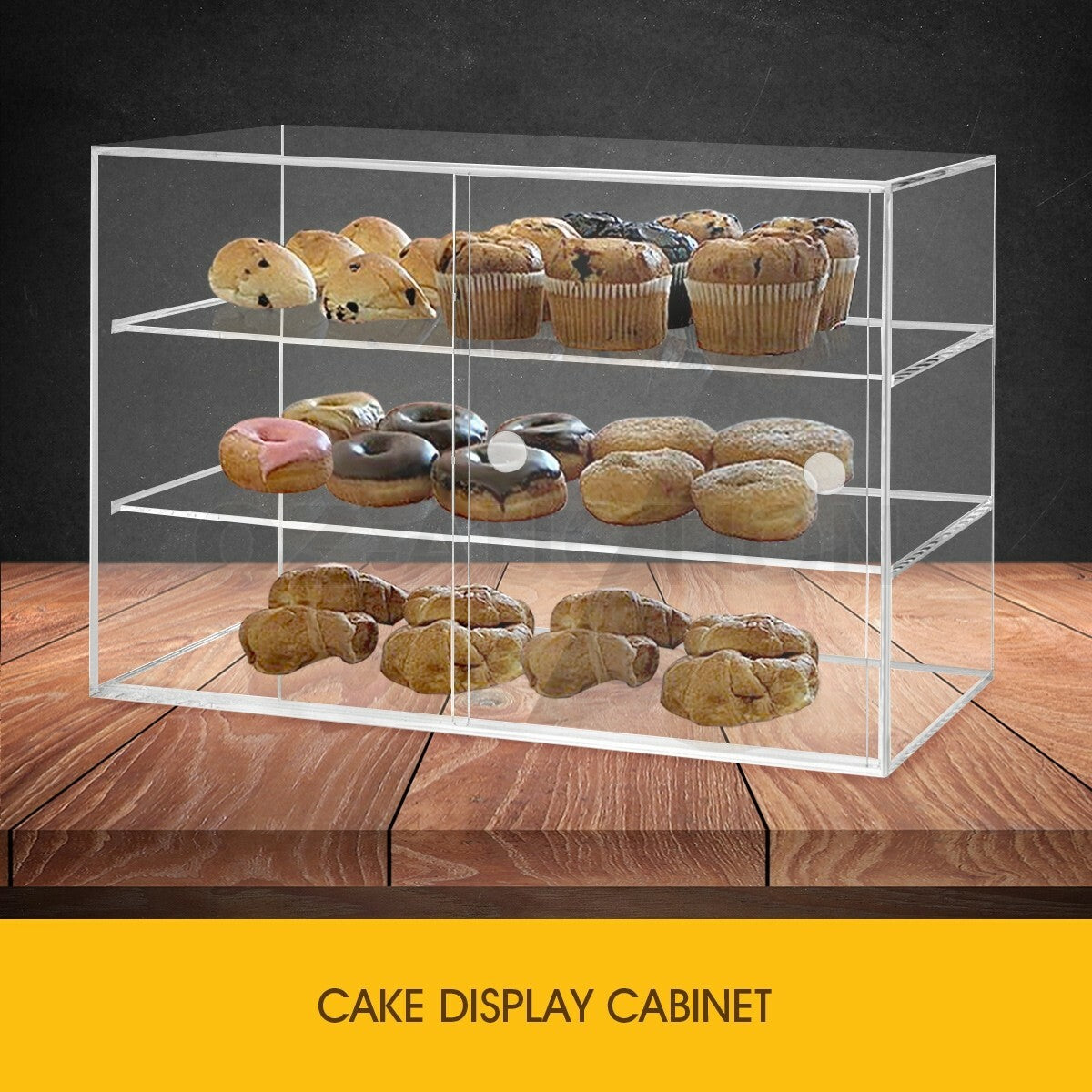 3-Tier Large Acrylic Bakery Cake Display Cabinet Donuts Cupcakes Pastries
