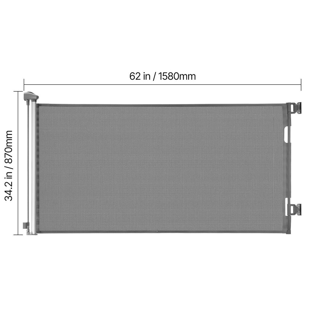 Uimoso Retractable Mesh Gate for Pets and Babies, 1430 mm W, 795 mm Tall, Gray