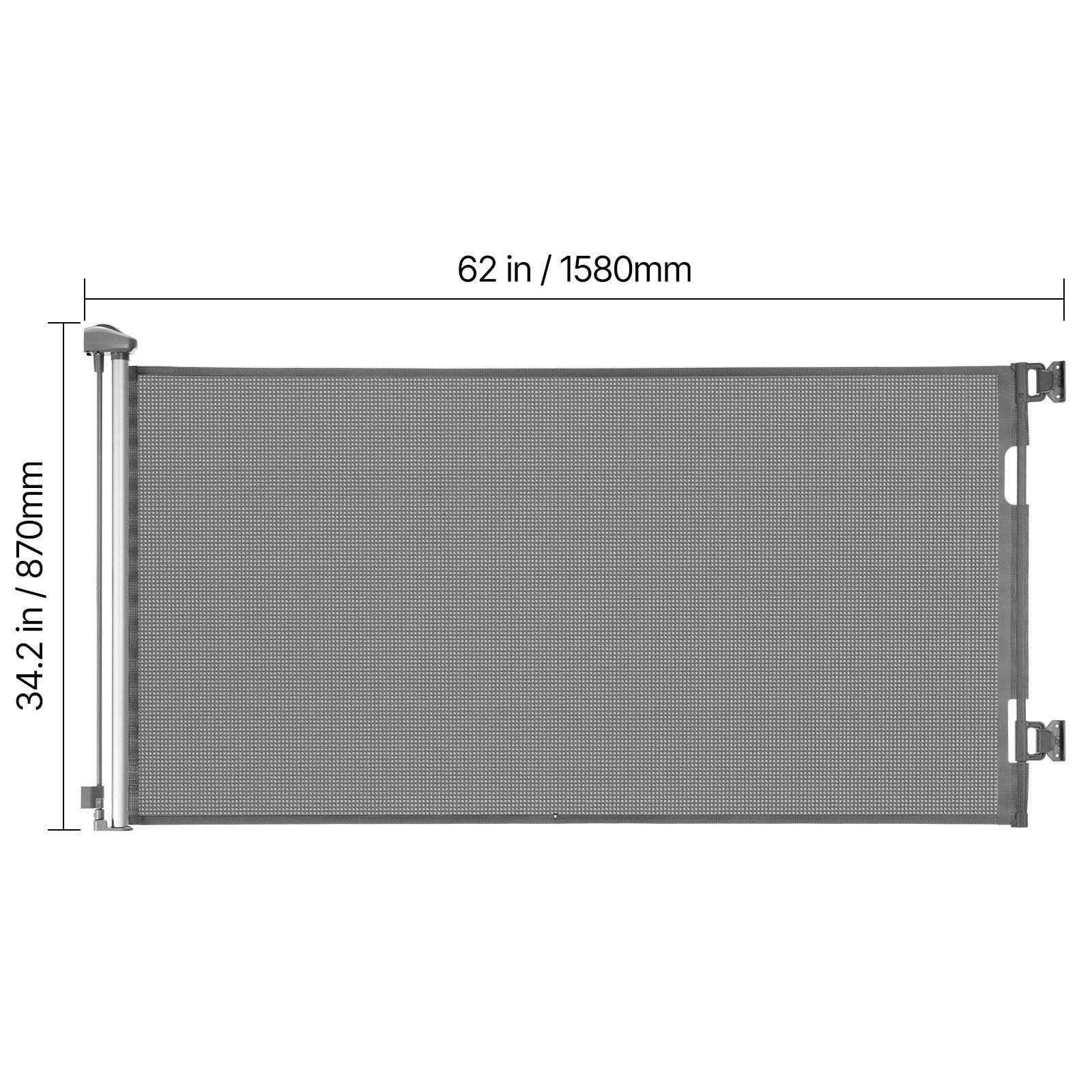 Uimoso Retractable Mesh Gate for Pets and Babies, 1430 mm W, 795 mm Tall, Gray