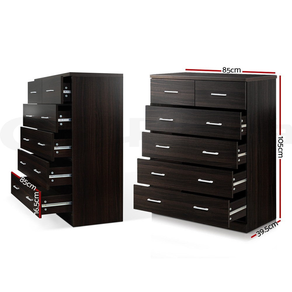 6 Drawer Chest Tallboy Storage Cabinet Walnut