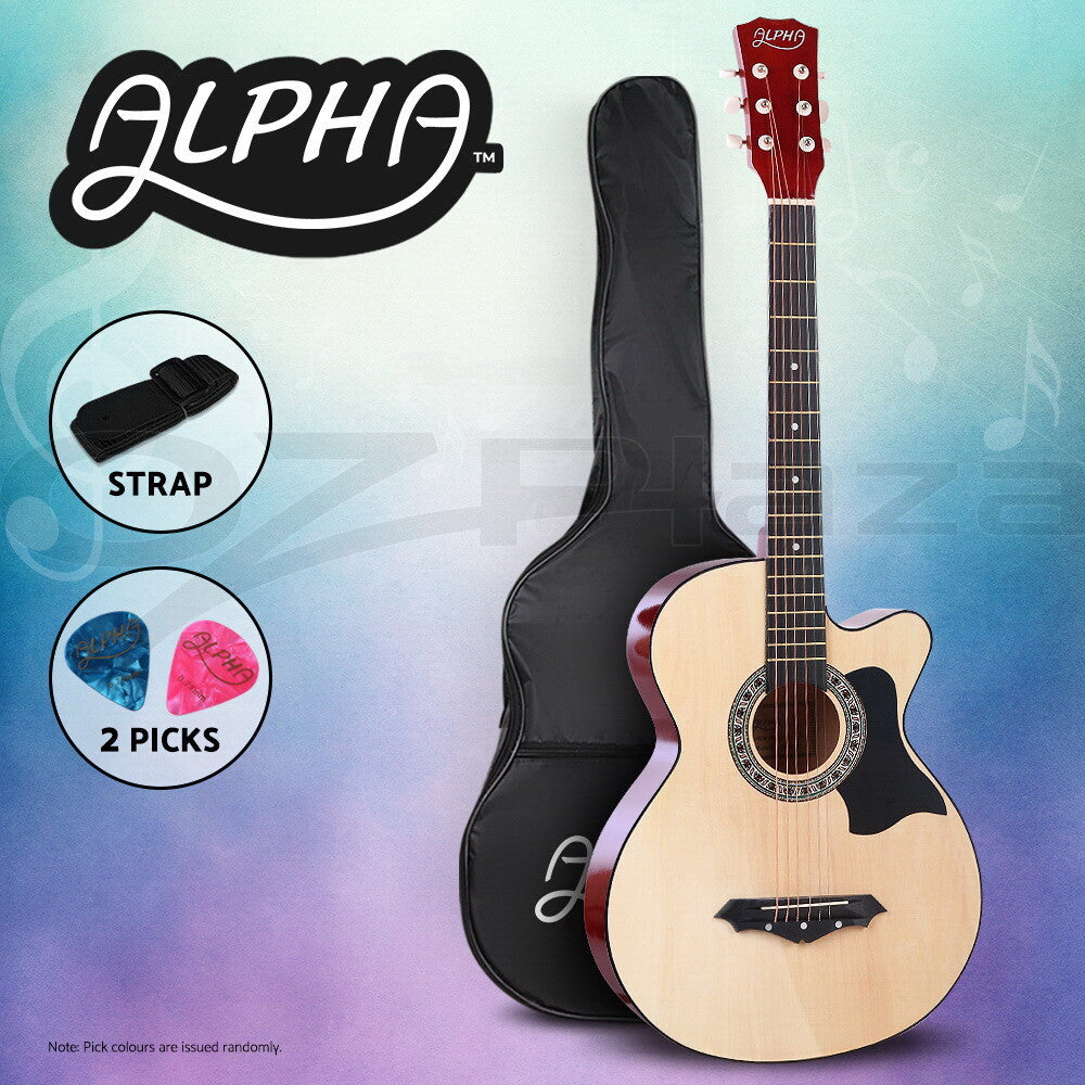 38" Full-Size Acoustic Guitar Wooden Folk Classical Cutaway