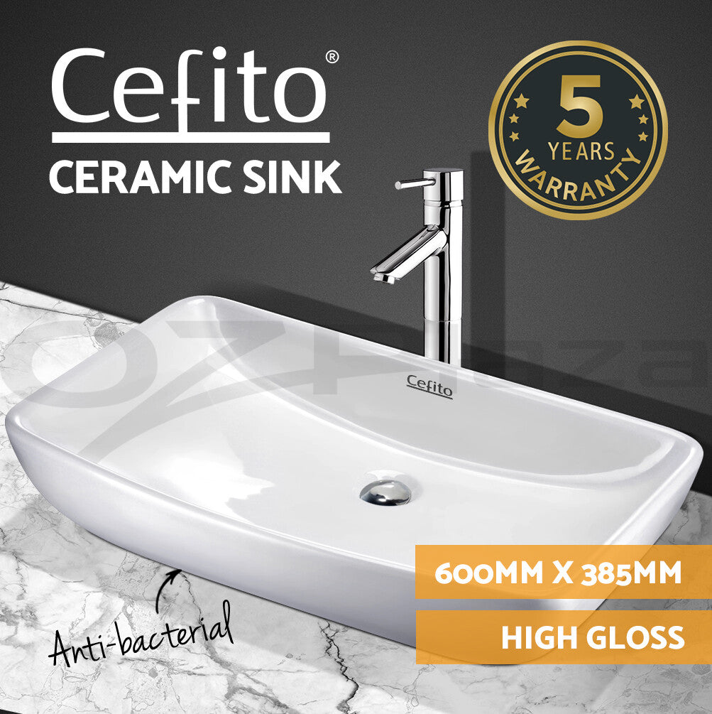 Ceramic Bathroom Basin Above Counter Vanity Sink White