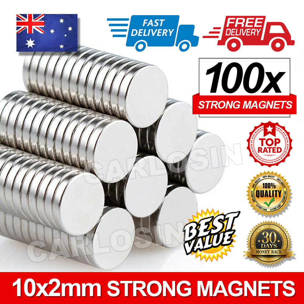 100x Neodymium Disc Magnets N35 Super Strong Round 10x2mm