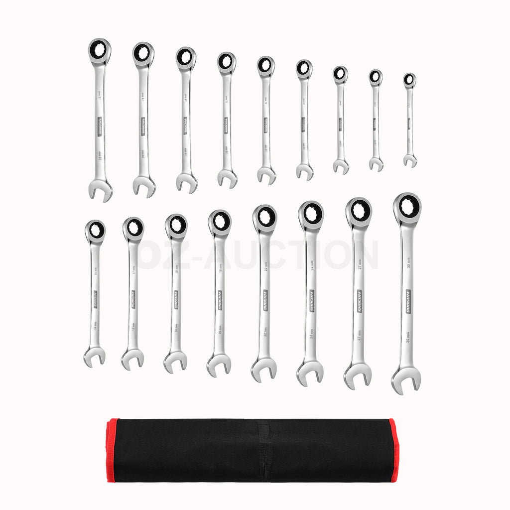17PCS 6-30MM Ratchet Spanner Set – CRV 90-Tooth Metric Wrench