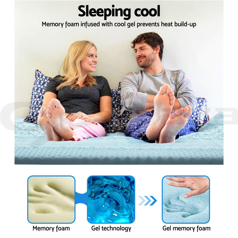8cm Memory Foam Mattress Topper Cool Gel Bamboo 7-Zone