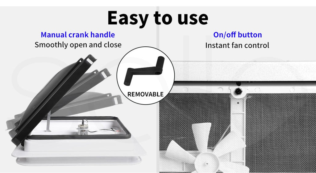 Manan Caravan Roof Vent – 12V Fan RV Hatch 355x355mm
