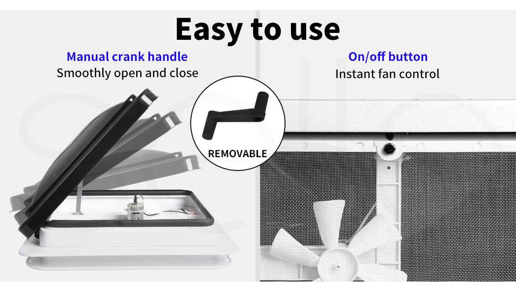 Manan Caravan Roof Vent – 12V Fan RV Hatch 355x355mm