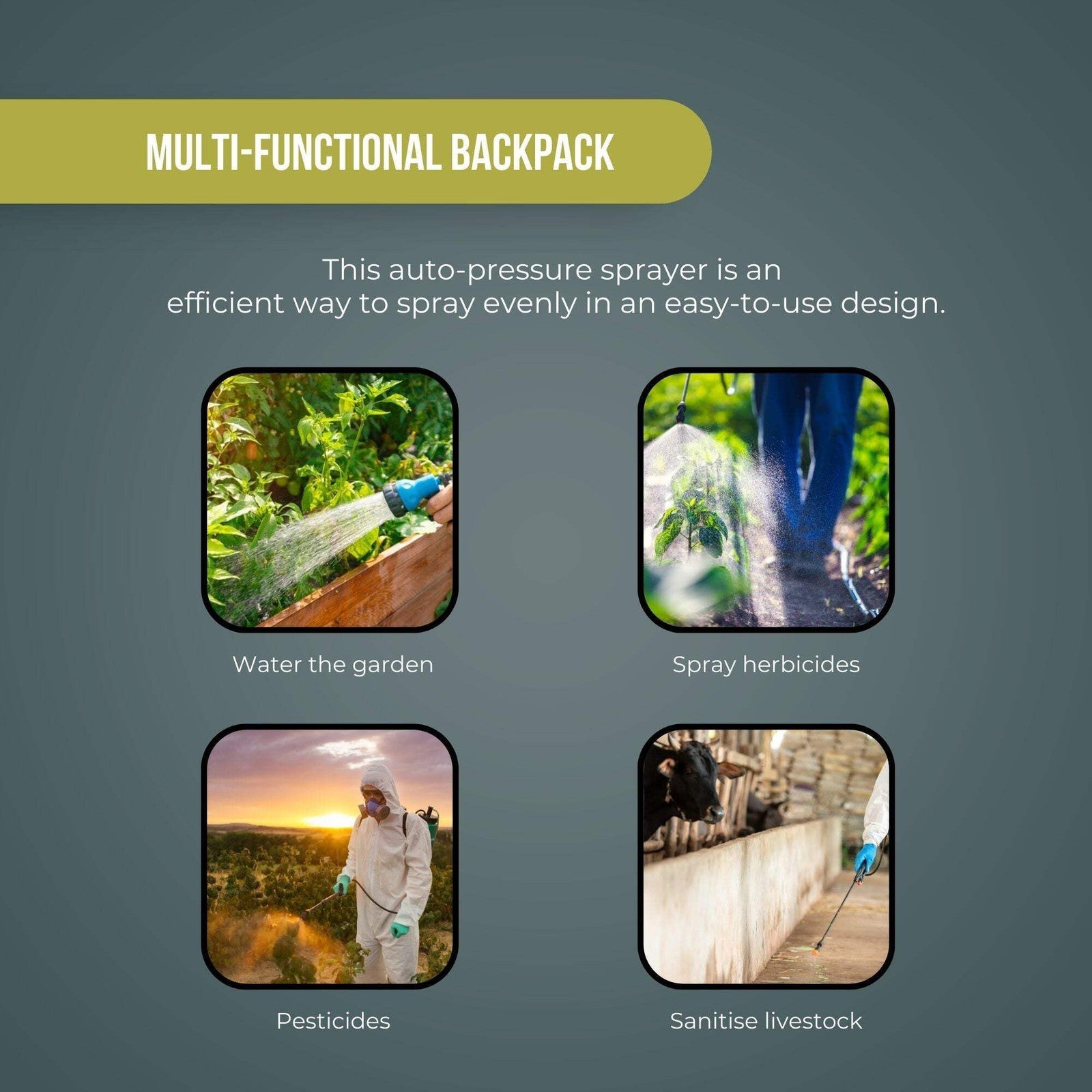 16L Rechargeable Backpack Pressure Sprayer for Garden Use