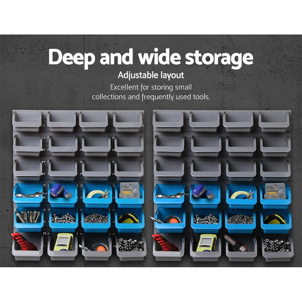 96 Storage Bin Wall-Mounted Rack Tool Parts Organiser